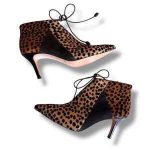 Ulla Johnson Suede & Calf Hair booties animal print brown textured sz 39 cheetah